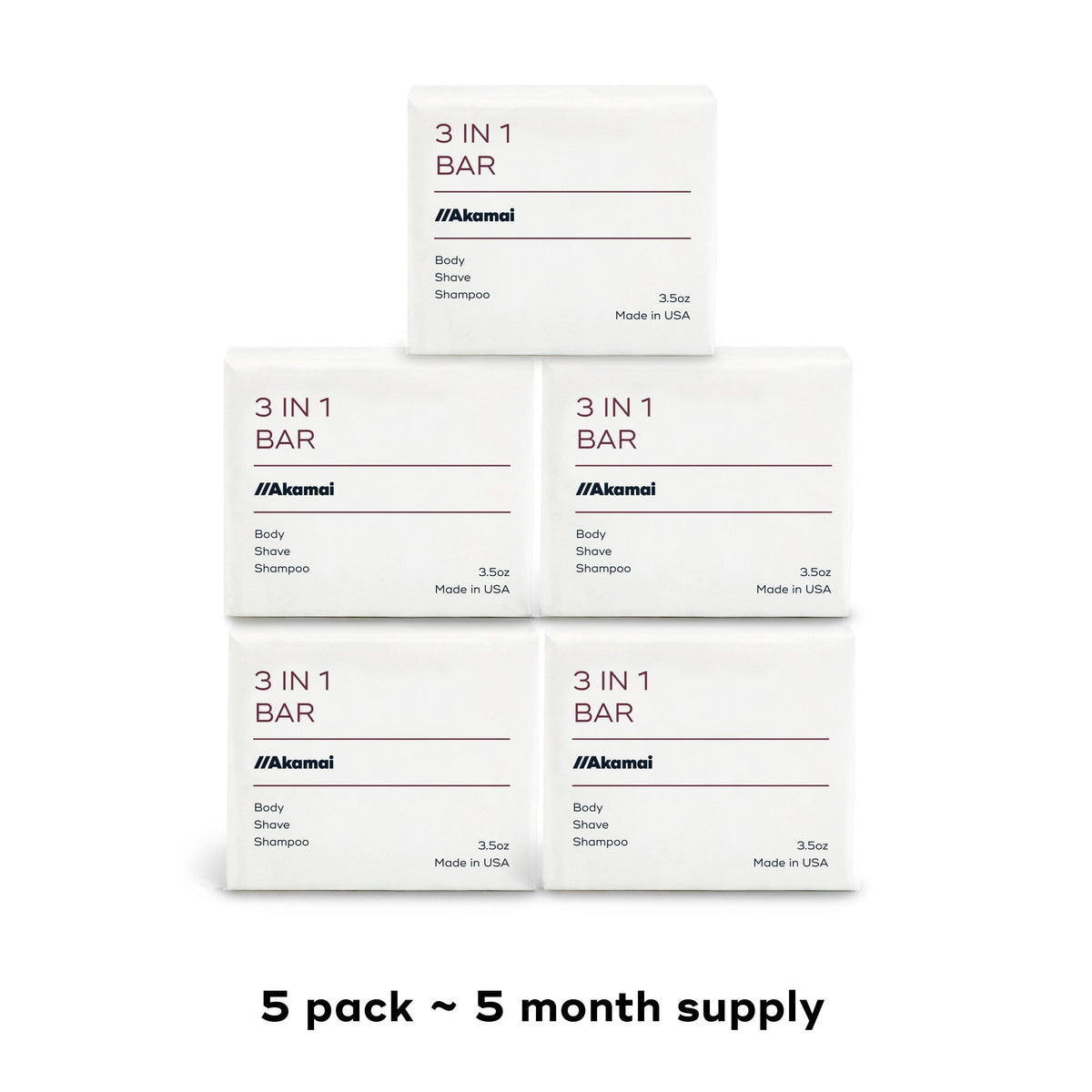 3 in 1 BAR Body Care Akamai 5 Pack $35 (save $5) 
