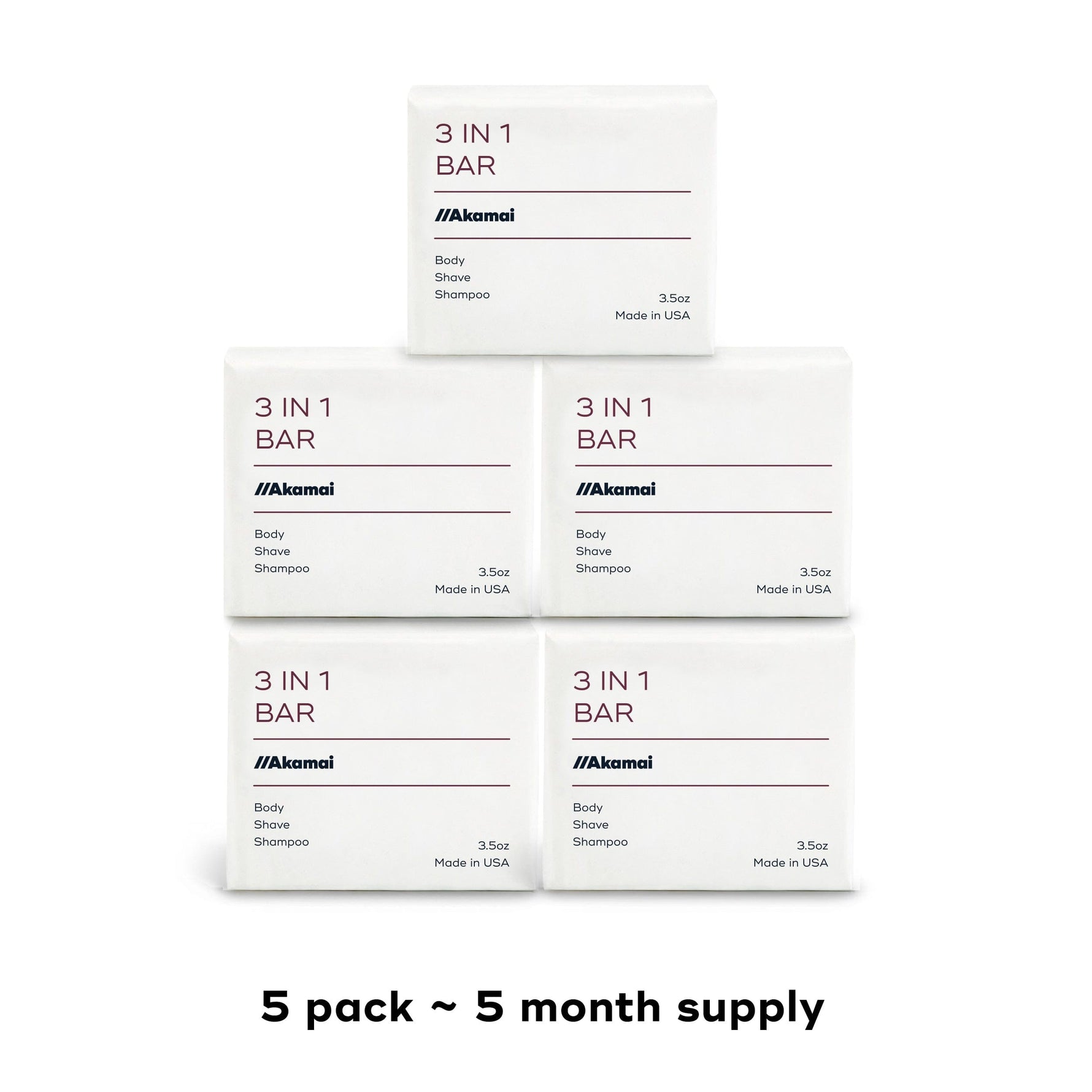 3 in 1 BAR Body Care Akamai 5 Pack $35 (save $5) 