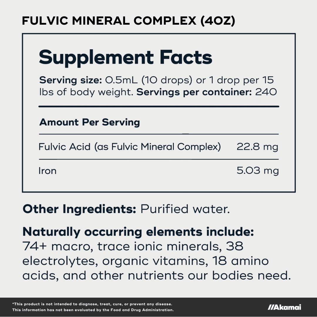 FULVIC MINERAL COMPLEX Supplement Facts