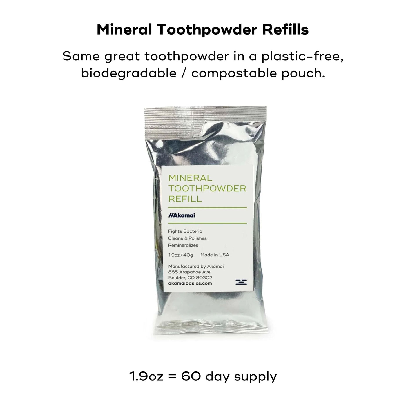 MINERAL TOOTHPOWDER REFILLS Oral Care Akamai 