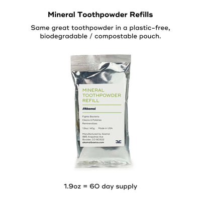 🎁 MINERAL TOOTHPOWDER (100% off) Akamai Refill Pack | 2 mos supply - $15 