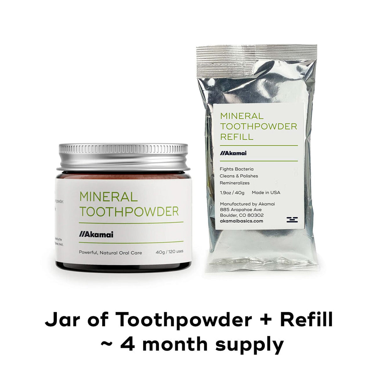 MINERAL TOOTHPOWDER REFILLS Oral Care Akamai Starter Set (save $3) 