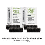 INFUSED FLOSS Oral Care Akamai 4 Refills Black Expandable Floss | 8 mos supply (132 yds) - $24 