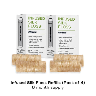INFUSED FLOSS Oral Care Akamai 4 Refills Silk Natural Floss | 8 mos supply (132 yds) - $26 