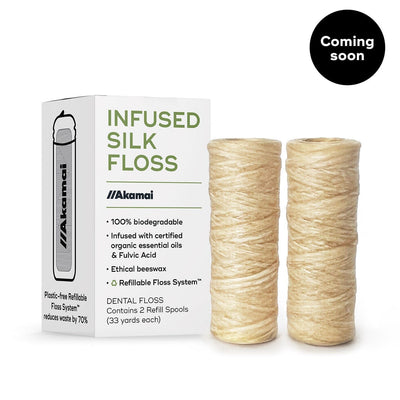 INFUSED FLOSS Oral Care Akamai 4 Refills Silk Natural Floss | 8 mos supply (132 yds) - $26 