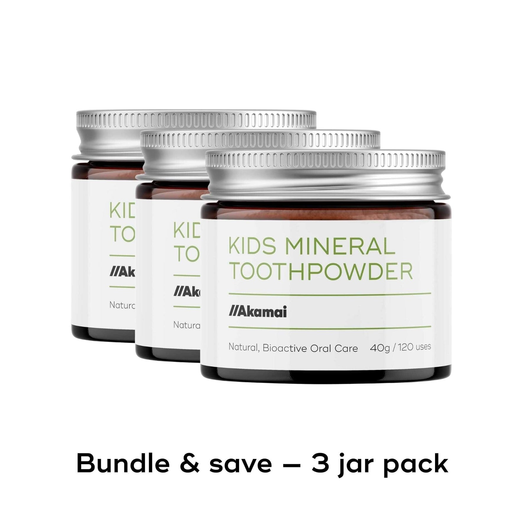 KIDS MINERAL TOOTHPOWDER Akamai 3 Kids Mineral Toothpowder Jars | 6 mos supply - $58 (save $8) 