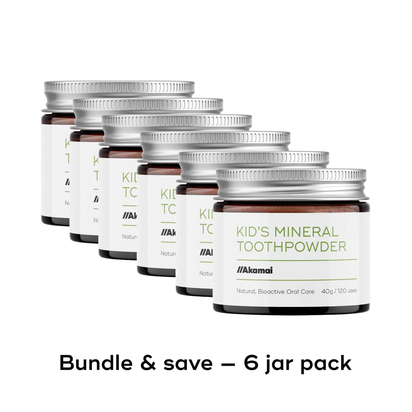 KID'S MINERAL TOOTHPOWDER Akamai 6 Kid's Mineral Toothpowder Jars | 12 mos supply - $110 (save $22 + free US shipping) 