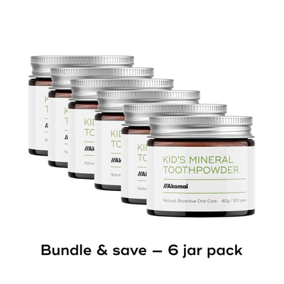 KID'S MINERAL TOOTHPOWDER Akamai 6 Kid's Mineral Toothpowder Jars | 12 mos supply - $110 (save $22 + free US shipping) 