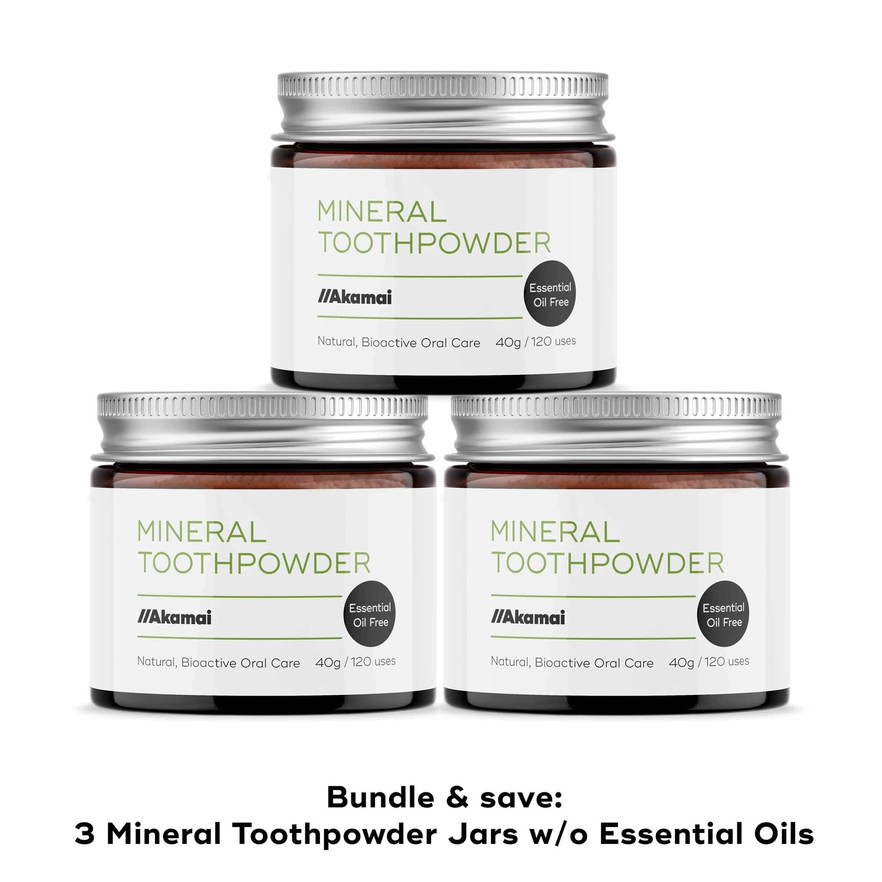 MINERAL TOOTHPOWDER Oral Care Akamai 3 Mineral Toothpowder w/o Essential Oils Jar | 6 mos supply - $54 (save $6) 