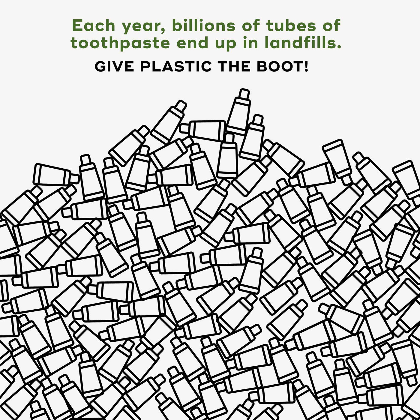 Each year, billion tubes of toothpaste end up in landfills. Give plastic the boot!